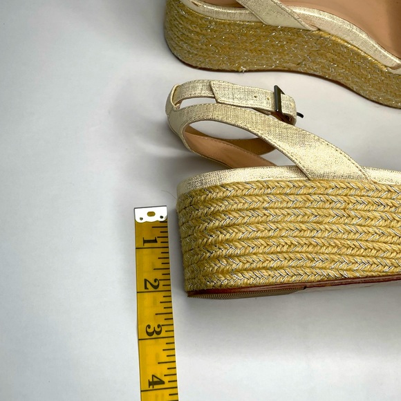 27 EDIT Jamari White Brushed Gold Leather Adjustable Strap Espadrilles Wedges - Picture 11 of 11